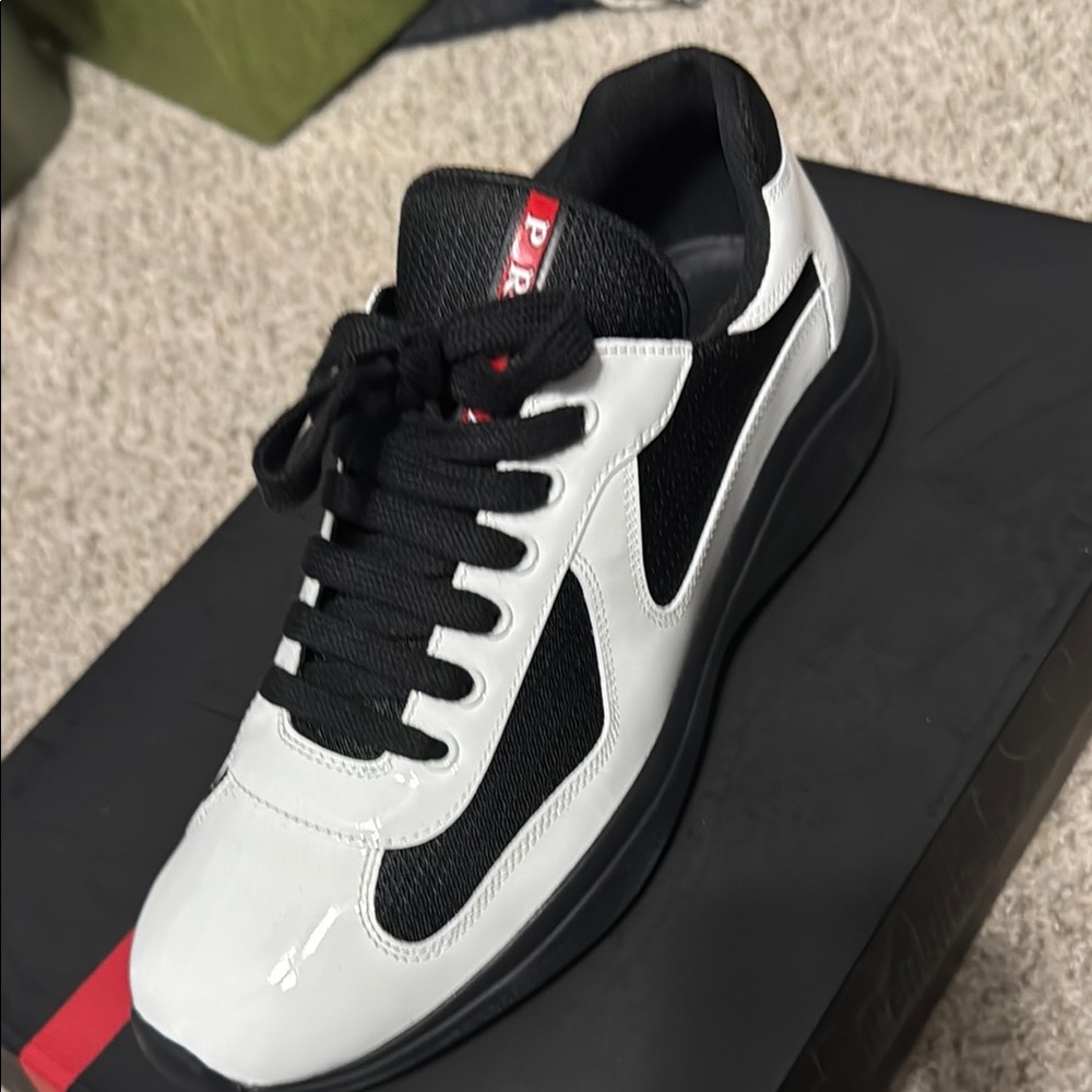 Prada Black and White Sneakers with Classic Design